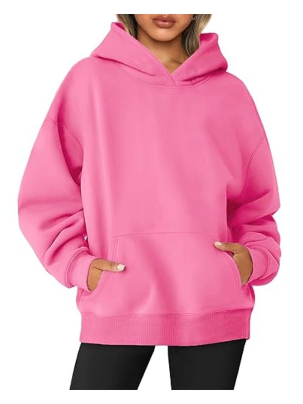 Oversized Fleece Lined Pullover Hoodie with Kangaroo Pocket Long Sleeve
